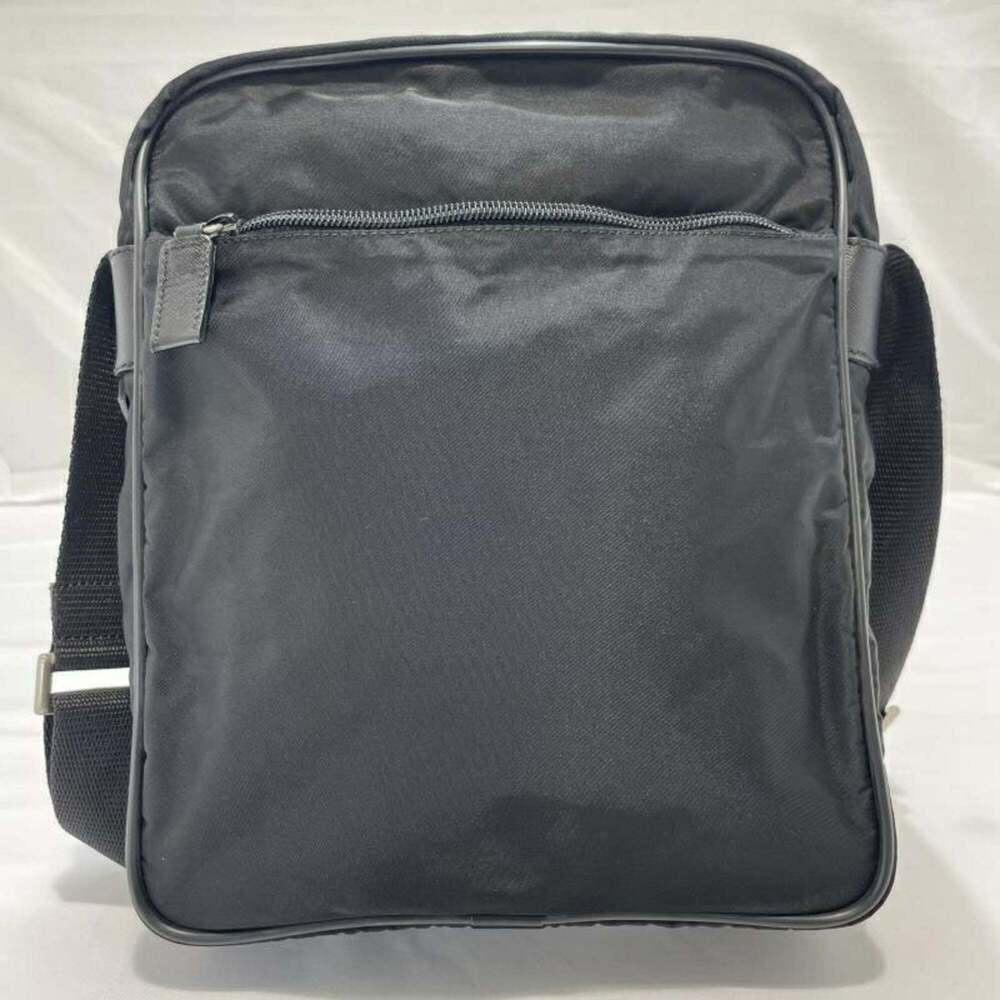 PRADA Side Nylon Shoulder Bag, Black, Triangle Tag, Prada